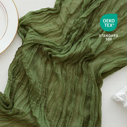 Sioloc 10 Pack Moss Green Cheesecloth Table Runner Fall Autumn Decor for Home 10ft Table Cloth for Tea Wedding Birthday Party Baby Bridal Shower Halloween Thanksgiving