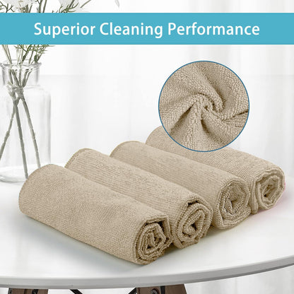 HOMEXCEL Brown Microfiber Cleaning Cloth, 50 Pack Cleaning Towels for Kitchen, Lint Free, Scratch-Free, Highly Absorbent, and Reusable Cleaning Rags for House, Window and Glass, Cars, 11.5 X11.5 inch