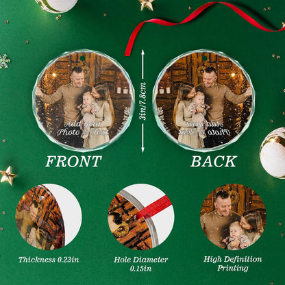 Personalized Christmas Ornament with Photo - Custom Picture Ornaments for Christmas 2025, Customized Memorial Hanging Ornament Xmas Tree Decor, for Family, Friends, Lovers
