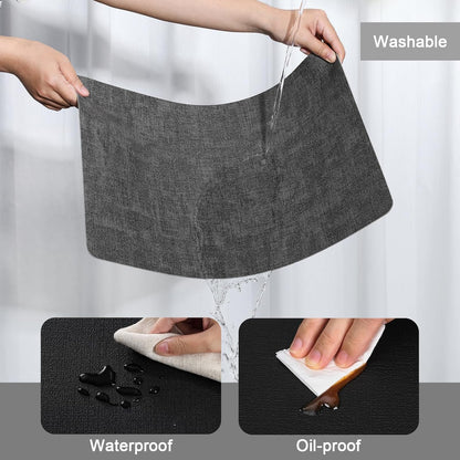 Myir JUN Dual Sided Faux Leather Place Mats Set of 4, Indoor & Outdoor Placemats - Non-Slip, Washable, Square (Gray Black)