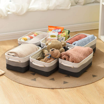 Small Storage Baskets for Shelves,Fabric Storage Baskets for Closet,Rectangular Collapsible Baskets for organizing Clothes,Books,Gifts