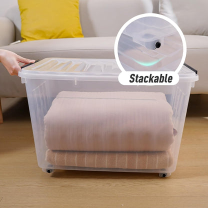 Citylife 82 QT Clear Plastic Storage Bins with Lids Stackable and Nestable Storage Boxes with Lids Large Plastic Storage Containers for Garage, Closet, Kitchen, 6 Packs