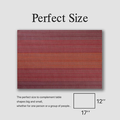 Placemats Set of 6 - Easy Clean Woven Vinyl Placemats for Dining Table, Indoor/Outdoor Place Mats, Washable PVC Table Mats（Pomegranate Parade）