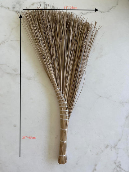 Vietnamese Natural Straw Broom/Handmade Coconut Leaf Broom for Outdoor, Patio, Driveway, Garden, Fireplace (26" Length)