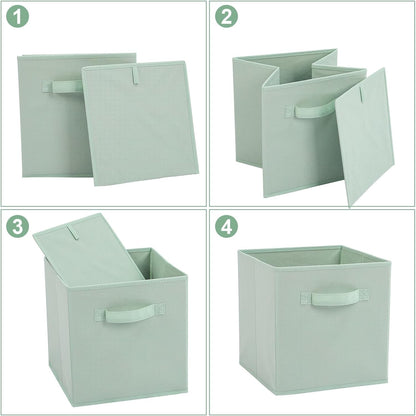 Stero 13x13x13 Inch Fabric Storage Bins 6 Pack Fun Colored Storage Cubes with Handles Foldable Cube Baskets for Home, Kids, Closet and Toys Organizer, Cyan, Green, Yellow