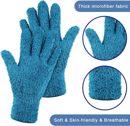 Bencailor 4 Pairs Microfiber Dusting Gloves Washable Reusable Cleaning Gloves Mittens for Plants House Cleaning Car Blinds