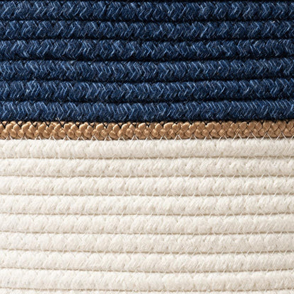 LA JOLIE MUSE Woven Basket Rope Storage Baskets - Large Cotton Organizer, Basket for Baby Blanket, Kids Toy Nursery Laundry Basket Navy Blue M