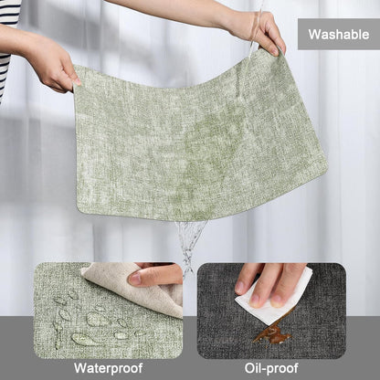 Myir JUN Placemats Dual Sided, Faux Leather Place Mats Set of 4 Indoor Placemat for Dining Table Outdoor Placemats Square Non-Slip Washable Table Mats (Gray Grass Green, Set of 4)