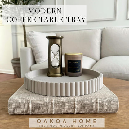 OAKOA Round Decorative Tray for Coffee Table Decor - Concrete Round Tray Home Decor - Bandejas Decorativas - Circle Coffee Table Centerpiece