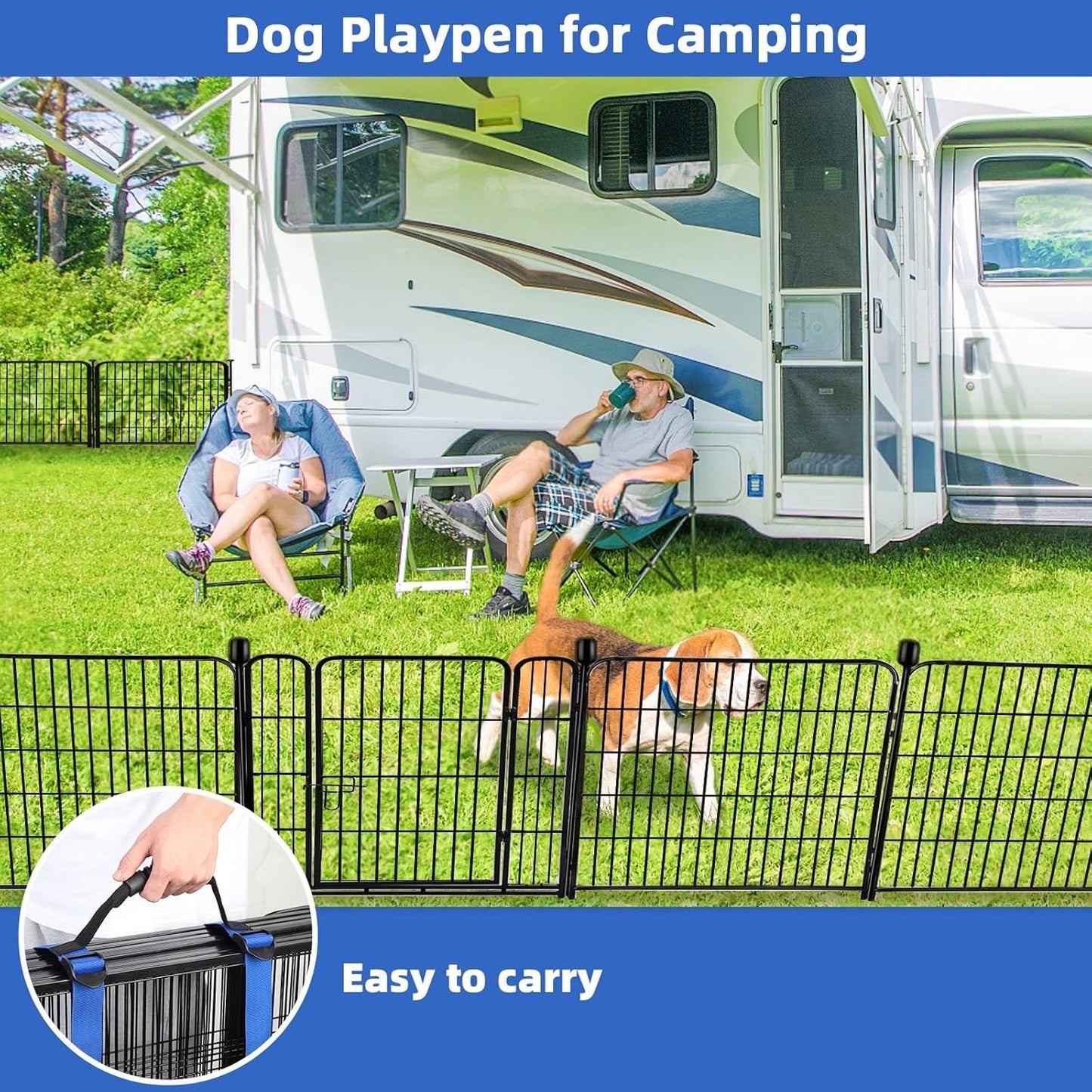 ADAVIN 24 in(H) Garden Fence with Gate, 8 Panels Total 19.7 Ft(L), Heavy Duty Iron Metal Animal Barrier Fence, Dog Fence Outdoor for Yard, Temporary Fencing, No Dig Garden Border Fencing