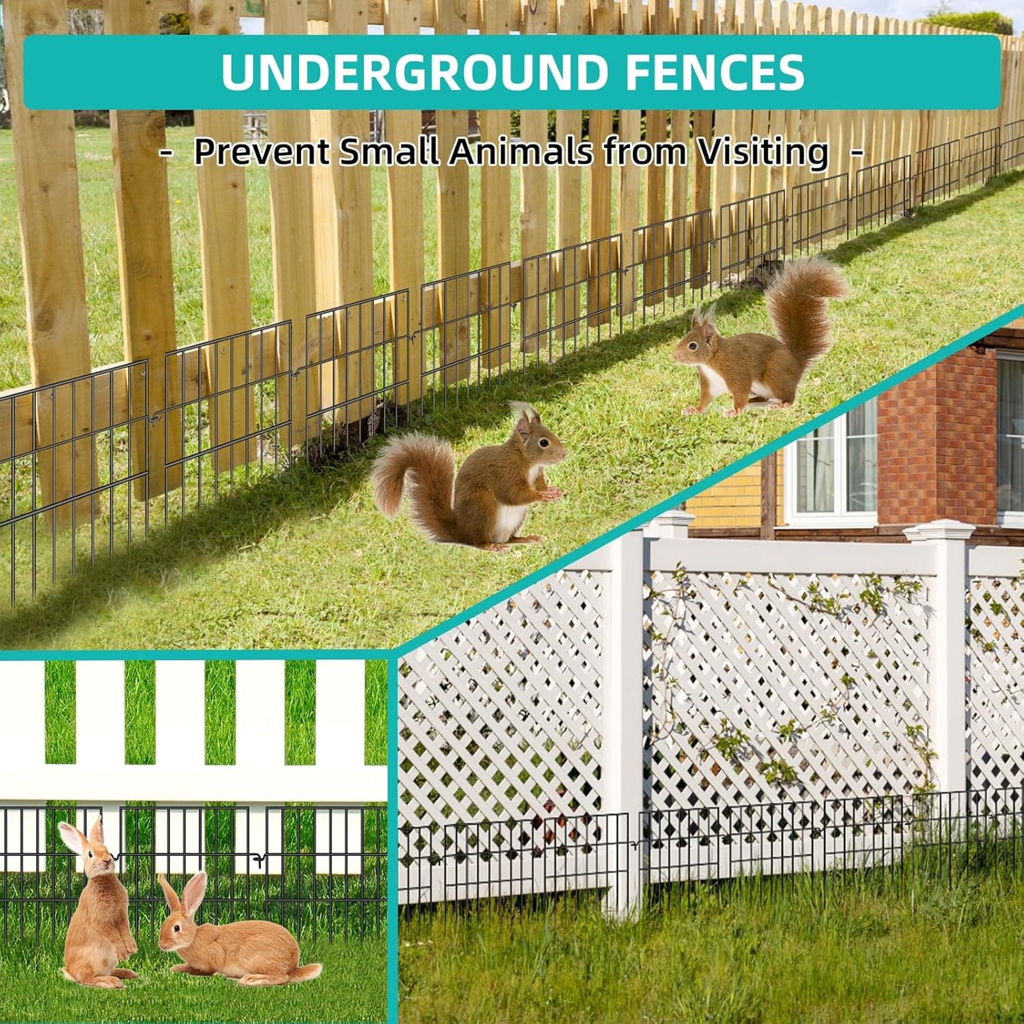 Animal Barrier Fence, 25 Panels No Dig Fences, 17in(H) X 27ft(L) Garden Fence Animal Barrier for Rabbits and Dog Under Fence Barrier, Rustproof Metal Fences Border for Outdoor, Yard, Patio