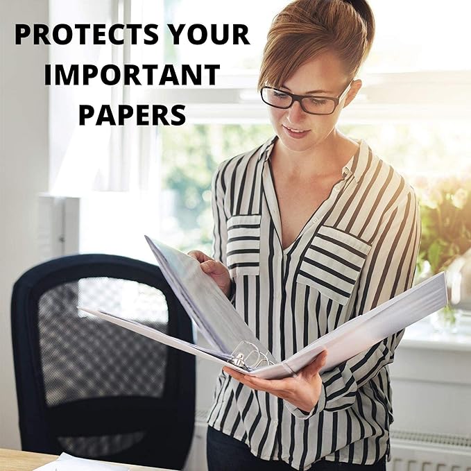 3 Ring Binder, Professional Angle D Ring Binder 5 Inch, Presentation Folder for Standard Pages 8.5 x 11 with Pockets, Crystal Clear View White (1 Pack)