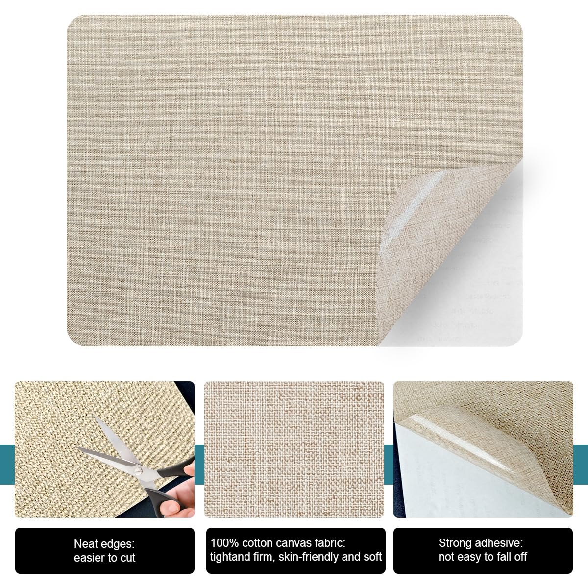 J.CARP 2Pcs Linen Repair Patches, Large Self-Adhesive Fabric Patch for Sofas, Couch, Furniture, Car Seats (8 * 11 inches-2PCS Beige)