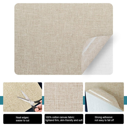 J.CARP 2Pcs Linen Repair Patches, Large Self-Adhesive Fabric Patch for Sofas, Couch, Furniture, Car Seats (8 * 11 inches-2PCS Beige)