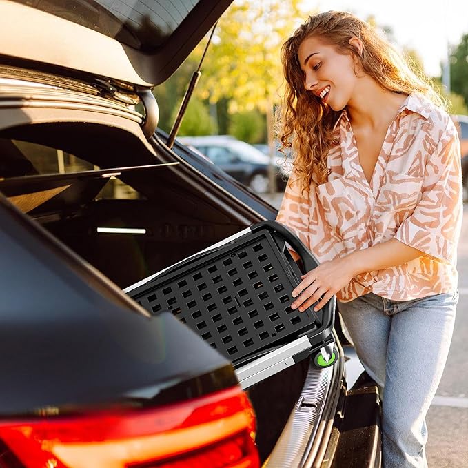 Collapsible Shopping Cart, 8-in-1 200LBS Multi Functional Utility Cart with 2 Storage Crate,Adjustable Handle Grocery Cart on Wheels for Shopping/Warehouse/Office/Supermarket -Green