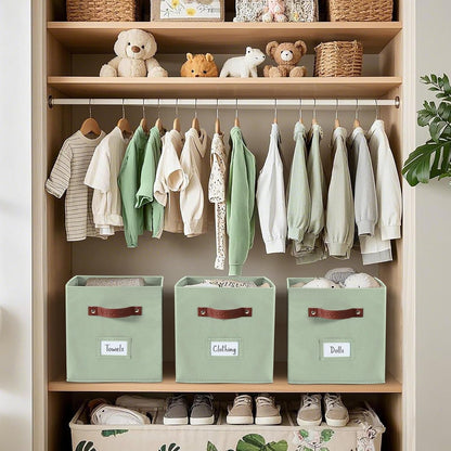 DECOMOMO Storage Cubes, 13x13x13 Storage Cube Bins with Labels, Fabric Organizer Bins (13" / 6pcs, Sage Green)