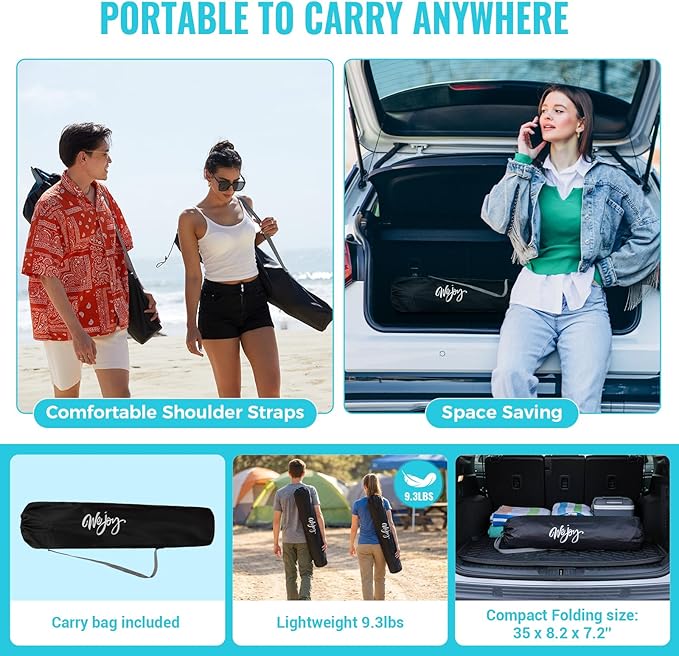 #WEJOY 2-in-1 Reclining Camping Chair with Footrest for Adults Folding Lounge Chair with Adjustable Backrest Lightweight Camping Chairs Heavy Duty Camp Chairs for Outdoor