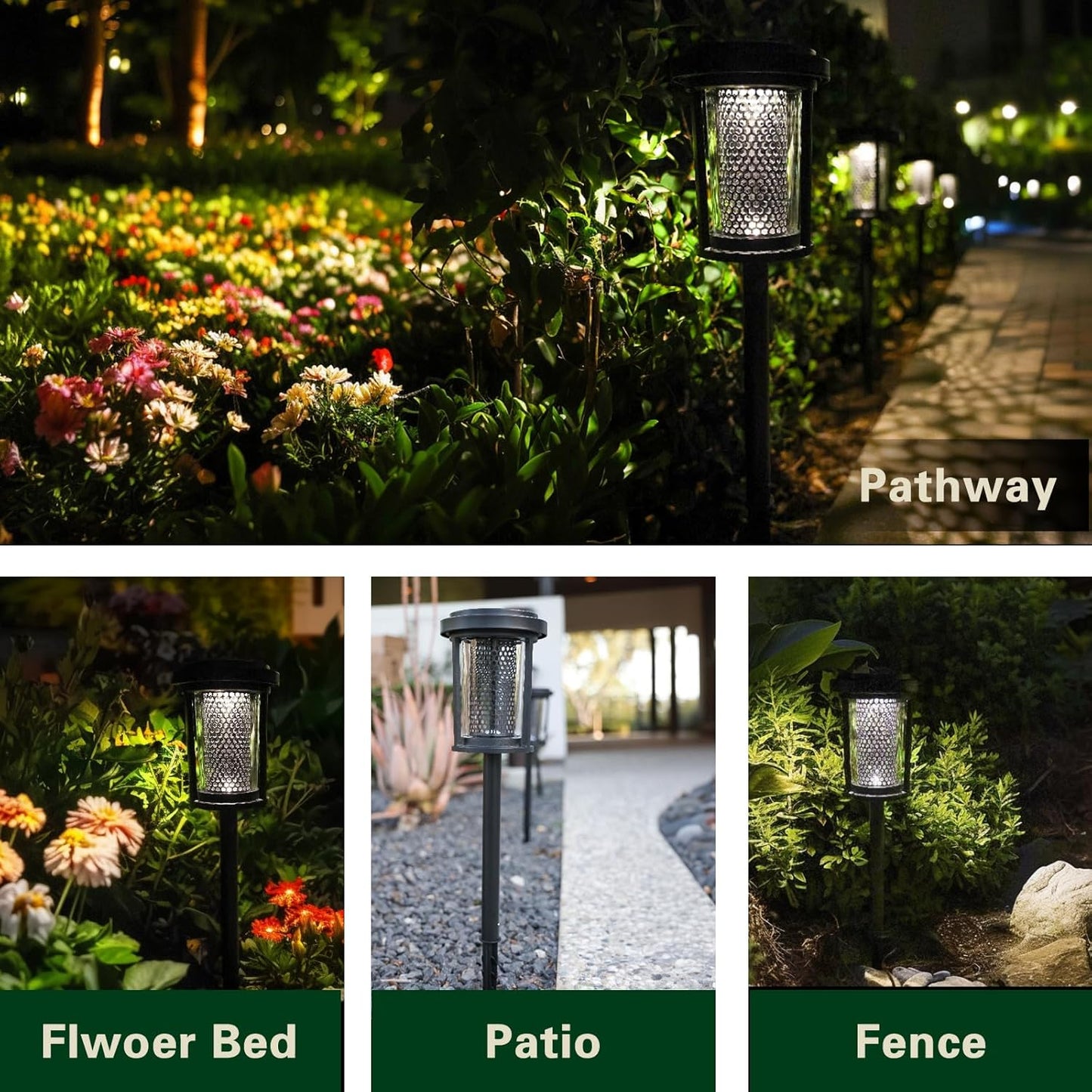 EcoGreen Outdoor Pathway Solar Light, 4pcs Pack,Garden Patio Balcony Walk Way Lights, Aluminum Leg, 5000K Daylight, IP65 Waterproof, 2.44*13.4in