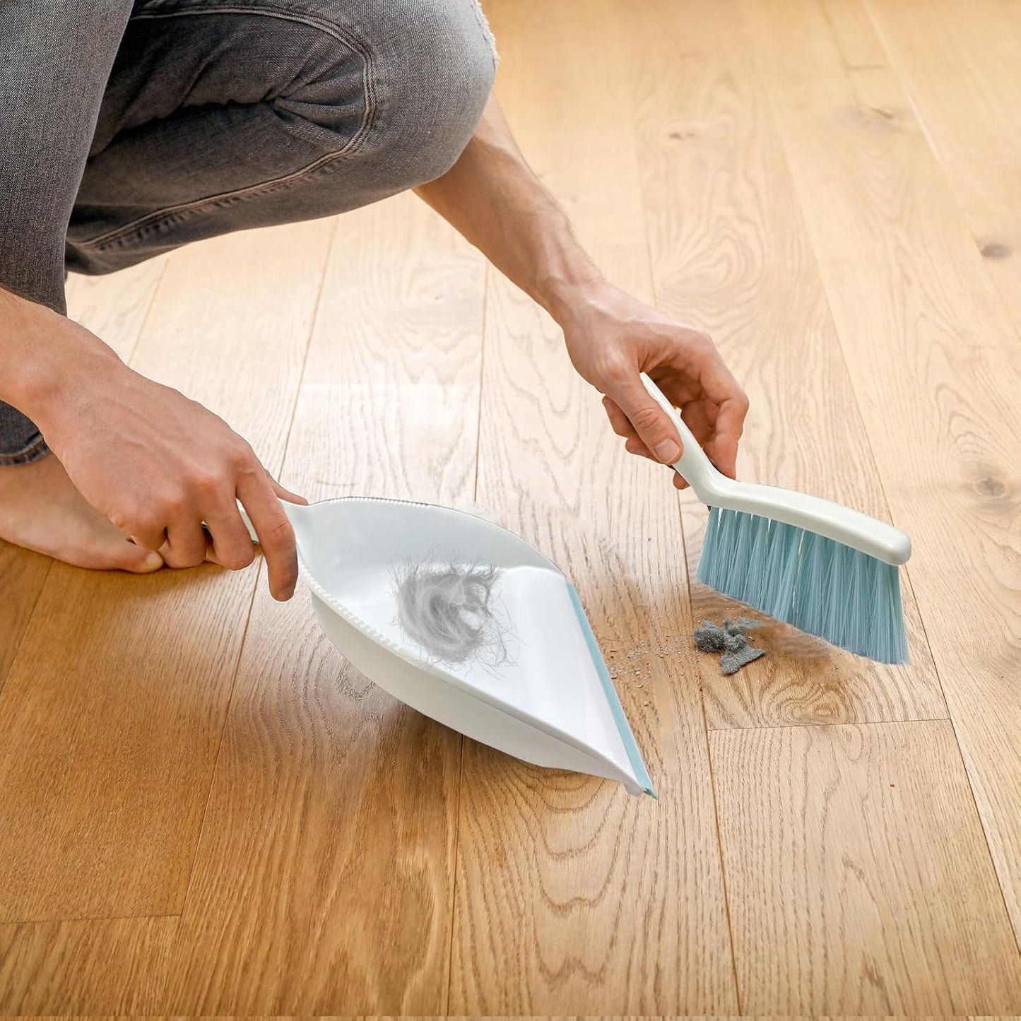 Mini Broom and Dustpan Set Small Dust pan & Brush Set Portable Cleaning Tools for Home Office RV Camping Learning (Blue)