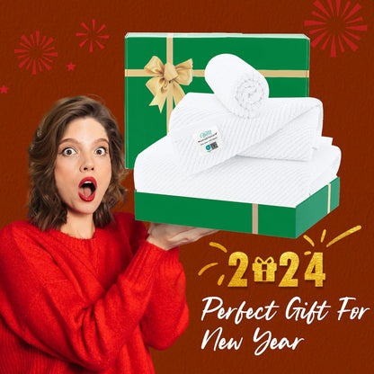 VOOVA & MOVAS White Towels for Bathroom, 100% Cotton | Quick Dry | Soft | Thick, 3 Piece Towel Set, 1 Large Bath 30" x 56", 1 Hand 18" x 28", 1 Wash Cloth 13" x 13", Bathroom Essentials