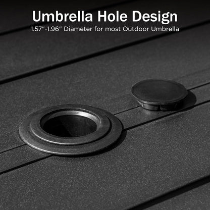 PHI VILLA Outdoor Patio Bar Dining Table for 6, 40" High Top Rectangle Metal Steel Table with 1.97" Umbrella Hole for Garden, Yard and Deck, Black