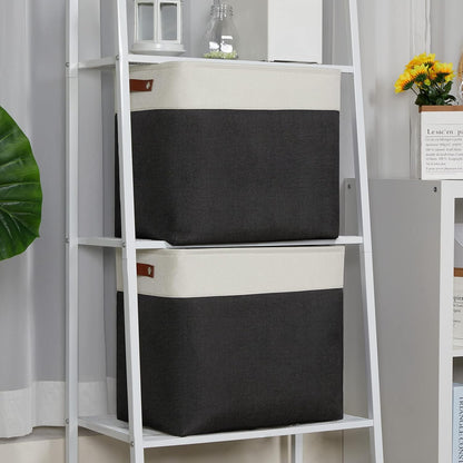 DULLEMELO Extra Large Storage Baskets, Fabric Storage Bins for Organizing Shelves Nursery Toys Books, Closet Baskets and Bins with Handles, White&Black 2-Pack