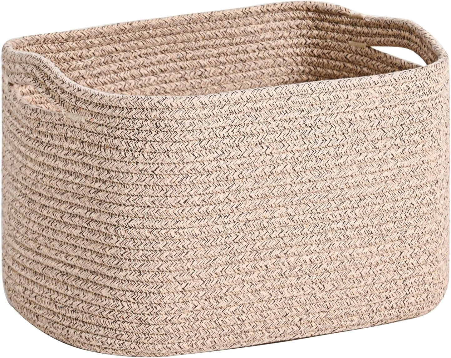 Woven Cotton Rope Storage Basket for Organizing, Cute Decorative Baskets for Gifts Empty, Organizer Bins for Dog Toy, Baby Laundry, 17“×13”×9.5“, Brown