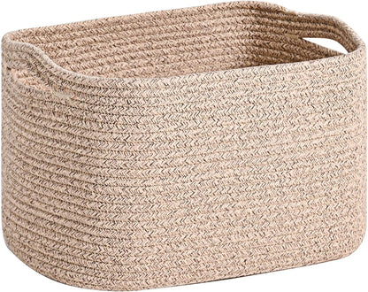 Woven Cotton Rope Storage Basket for Organizing, Cute Decorative Baskets for Gifts Empty, Organizer Bins for Dog Toy, Baby Laundry, 17“×13”×9.5“, Brown