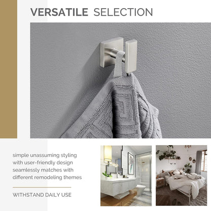 Angle Simple Bathroom Towel Hook, SUS304 Stainless Steel Single Shower Towel Hanger for Wall, Kitchen Cabinet Closet Coat Robe Holder Wall Mounted, Brushed Nickel