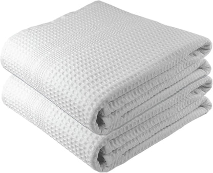 GILDEN TREE Waffle Bath Sheet Large Bath Towels Quick Dry Thin Body Towels, 40x80 Oversized Bath Towels for Adults, 2 Pack Bath Sheet Set, Classic Style (White)