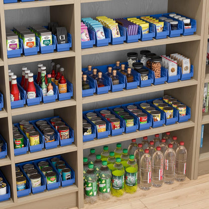 Akro-Mils 30120 Plastic Shelf Bins, Heavy Duty Storage Bins for Garage, Closet, and Drawer Organization, 12-Inch x 4-Inch x 4-Inch, Blue, 24-Pack