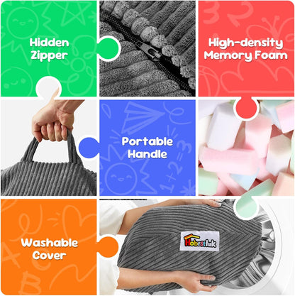 Hobestluk 2.5FT Bean Bag Chair Beanbags Small Bean Bag Chair with Filler Included Teardrop Bean Bag with Removable Cover for Bedroom Living Room (Small, Grey)