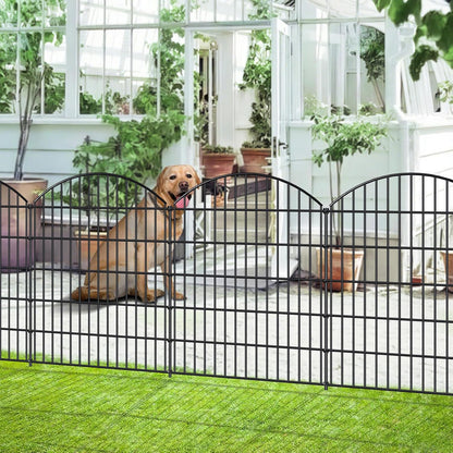 Decorative Metal Garden Fence Outdoor CTW3643, 43.2in H x 14.75 ft L, No Dig Temporary Dog Fence Border Fencing for Yard Patio Landscape Flower Bed,5 Panels + 6 Stakes, Black