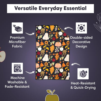 Microfiber Hand Towel & Washcloth Set of 2 - Double-Sided, Waffle Weave, Super Absorbent, Lint-Free, Fast Drying - Jonny & Gather Pattern for Bathroom, Kitchen, Car, and Window Cleaning