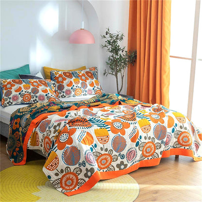 Throw Blanket Queen Size Summer Blanket for Couch Bed 80''x90'',100% Cotton Woven Muslin Blankets Travel Soft Warm Mexican Blanket Boho Quilt Home Decor for Women