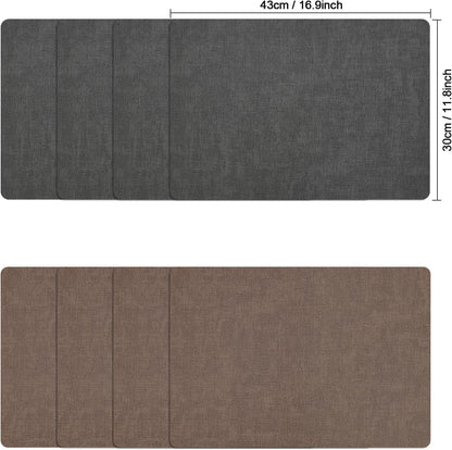 Myir JUN Placemats Dual Sided, Faux Leather Place Mats Set of 8 Indoor Placemat for Dining Table Non-Slip Washable Place Mat Heat Resistant Outdoor Table Mats (Set of 8, Gray Brown)