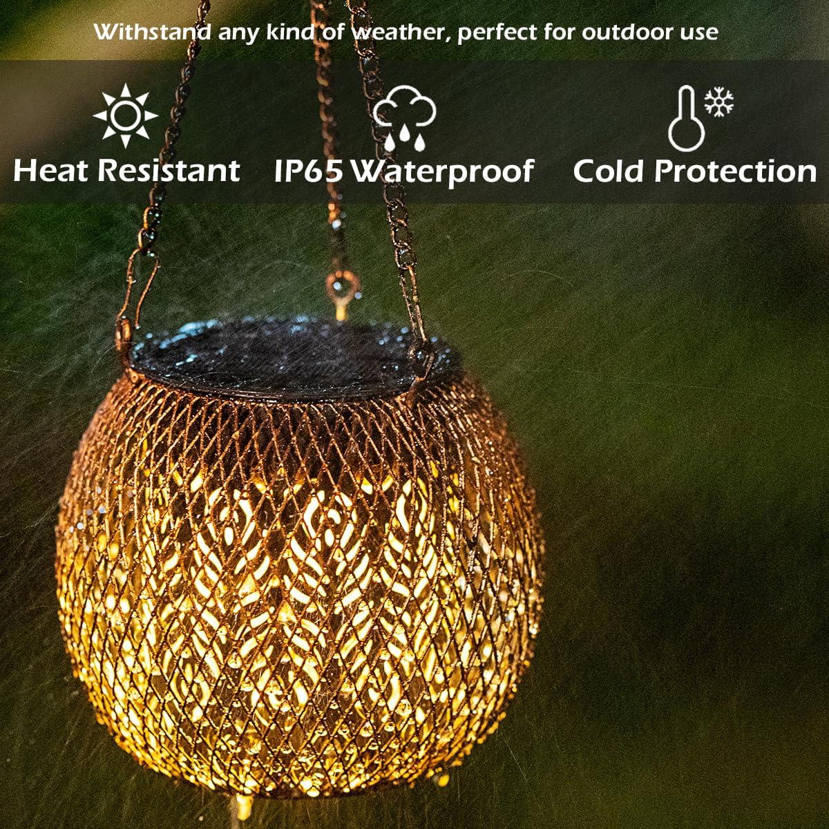 LeiDrail Hanging Solar Lanterns 2 Pack Solar Lanterns Outdoor Waterproof Garden Metal Decorative Light Patio Decor for Outside Yard Tree Tabletop Landscape