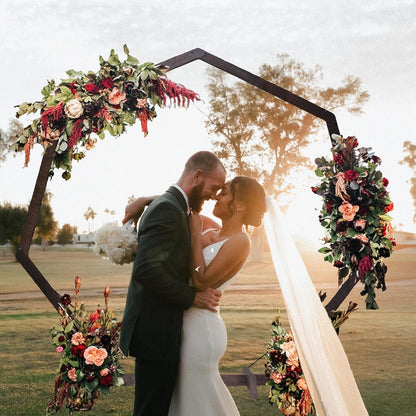 7FT Wedding Arch, Heptagonal Wood Arch for Wedding Ceremony, Arbor Backdrop Stand for Garden Parties, Indoor, Outdoor, Wooden Arbor Rustic Farmhouse Theme