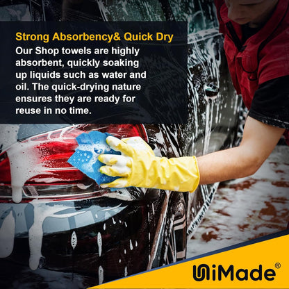 Shop Towels Rags, 150 Pack Reusable Shop Rags Bulk Microfiber Cleaning Cloth Lint Free Cleaning Towels for Car Kitchen Automotive Bar Mechanic Restaurant Garage, 11.5"x 11.5", Blue