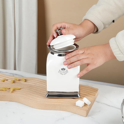 fanquare 30 OZ Cookie Jar, White Kitchen Canisters Set of 3, Farmhouse Porcelain Decorative Jars for Countertop, Ceramic Storage Jar for Coffee, Sugar, Tea Bag