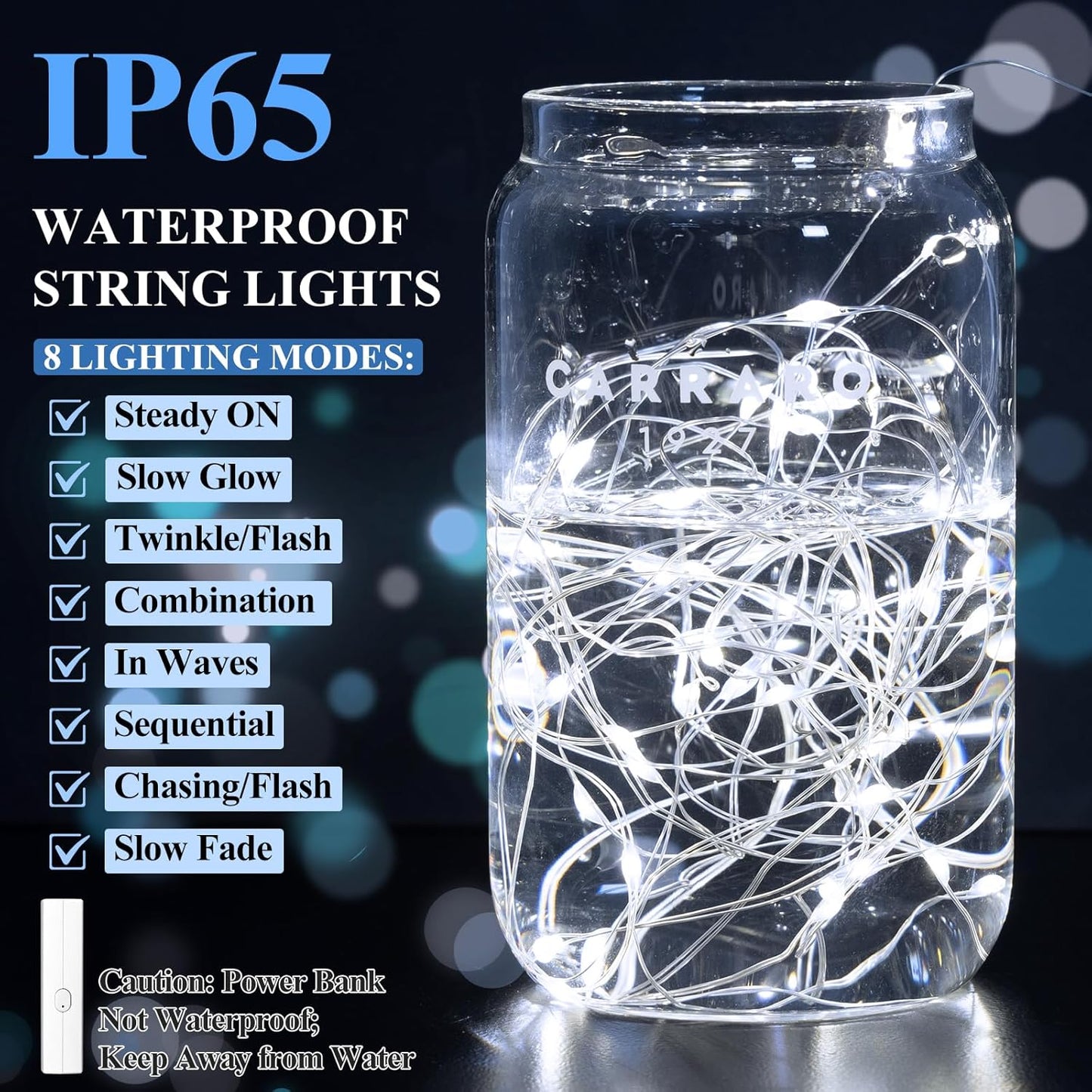 Lakumu LED String Lights Battery Operated, Rechargeable Fairy Lightswith Timer, Mini Twinkle Lights for Bedroom, Christmas Decorations, Wedding, Vine, Centerpiece Table Decor (10M/33FT Cool White)