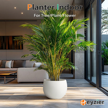 Ball Concrete Planter Outdoor Indoor, Large Tall Cement Plant Pots for Trees Flowers (White, 20 inch)