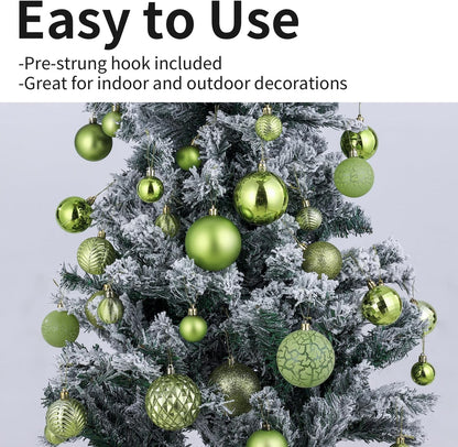 LANGXUN 36pcs Light Green Christmas Tree Decorations Balls, Bolas De Navidad, 2025 Christmas Decor, Indoor Outdoor Shatterproof Christmas Ornaments, Xmars Party Wedding Suppiles