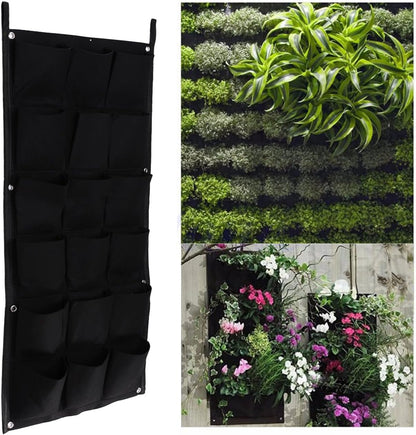Ogrmar 18 Pockets Vertical Wall Garden Planter Plant Grow Bag for Flower Vegetable for Indoor/Outdoor (18 Pockets, Black)