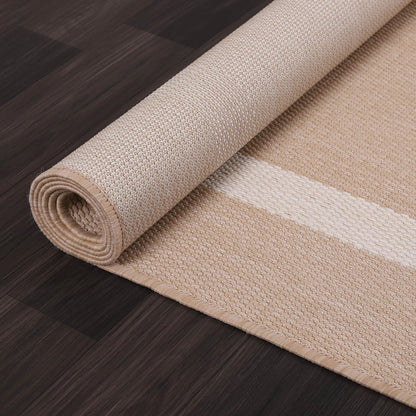 Bordered Outdoor Rug 6x9 Washable Outside Carpet for Indoor Patio Porch Waterproof Easy Cleaning Non Shedding Area Rugs Beige 6 x 9
