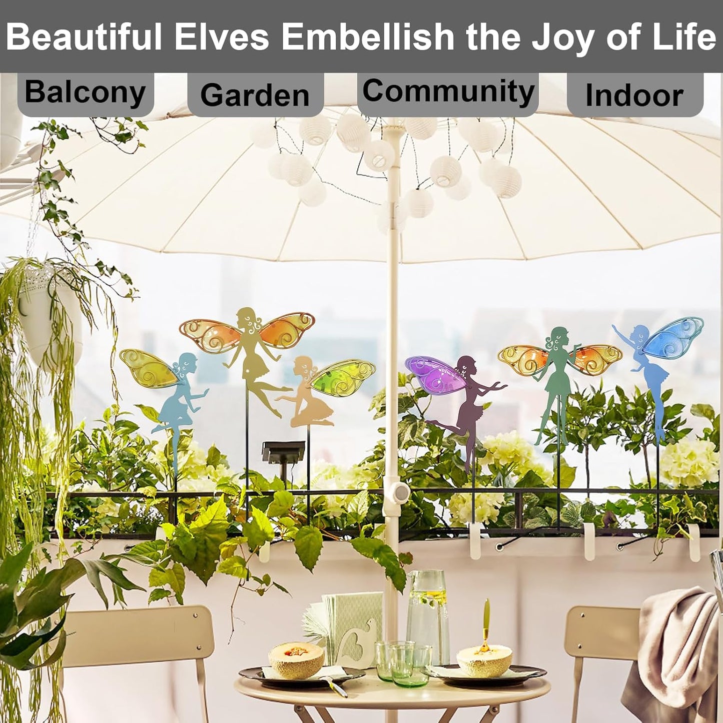 John's Studio Fairy Decorative Garden Stake - Outdoor Metal Pathway Decoration Dual Purpose Indoor Hanging Wall Decor for Garden Patio Yard Lawn Pathway Ornaments - 6PCS