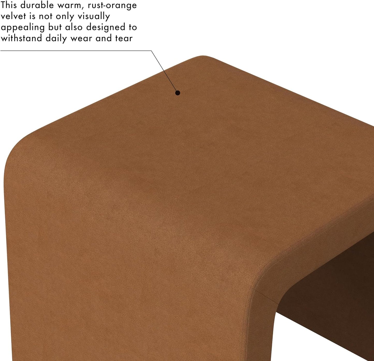 Modern Channel Rust Velvet Foot Stools Ottoman Home Décor, Soft Ottoman Foot Rest Chair for Bedroom and Living Room, Vanity Chair and Stool in Dressing Area, and Lounge