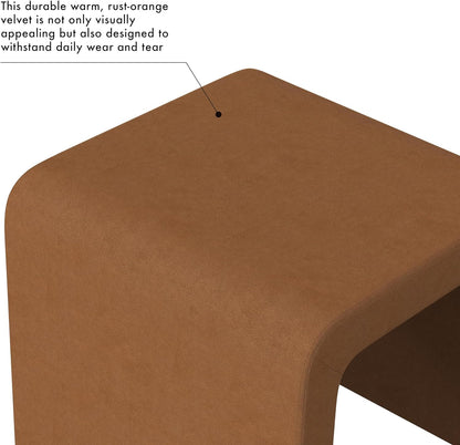 Modern Channel Rust Velvet Foot Stools Ottoman Home Décor, Soft Ottoman Foot Rest Chair for Bedroom and Living Room, Vanity Chair and Stool in Dressing Area, and Lounge