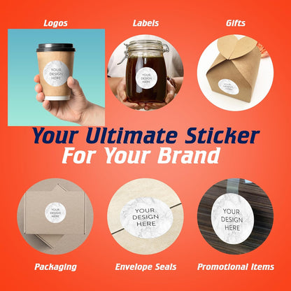 100 Custom Vinyl Stickers - Upload Your own Image, Text, Design, Logo - Personalized Logo Labels for Handmade, Packaging, Bottle, Jars, Candle, Brand Stickers (Silver Marble, 2x2)