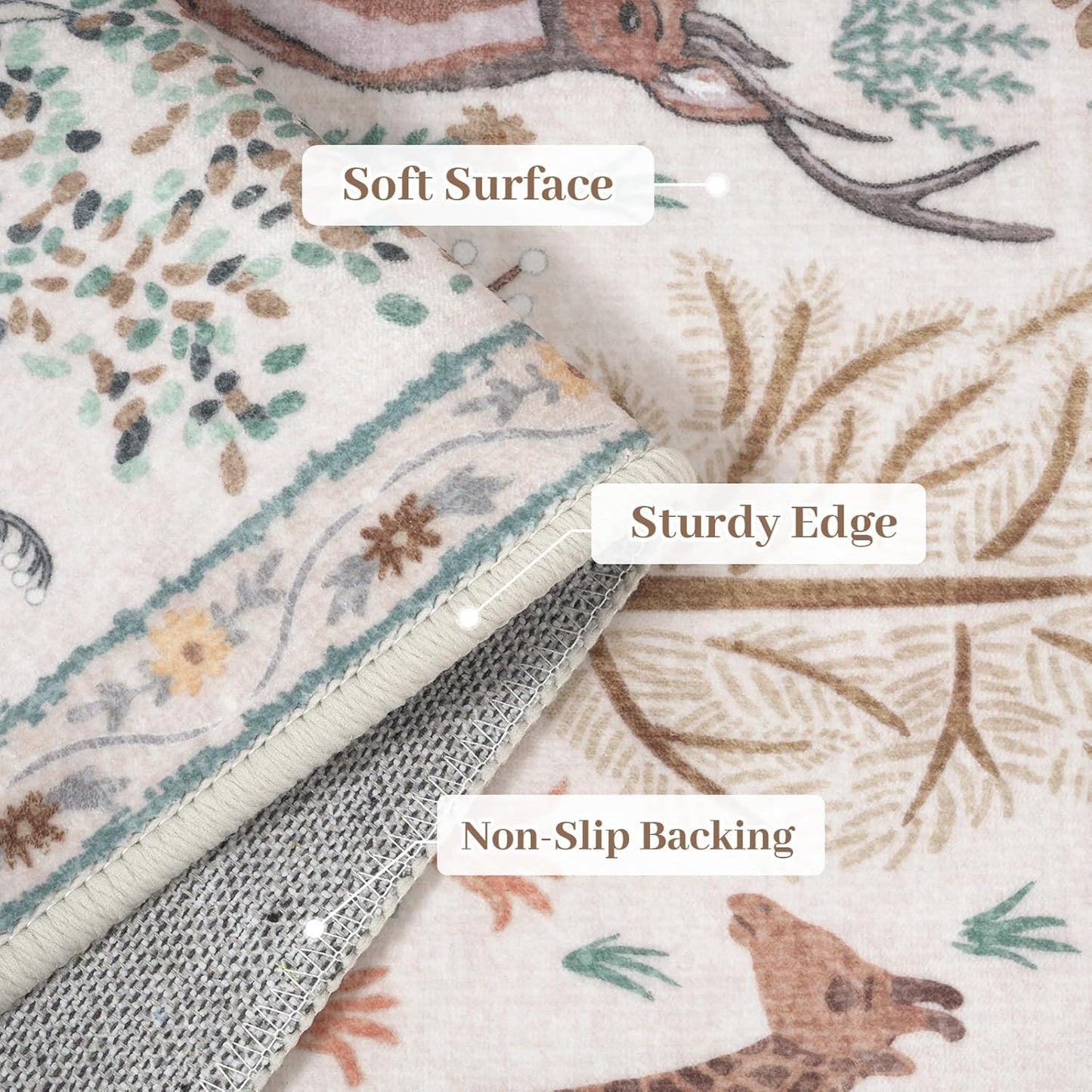 OJIA Jungle Print Washable Area Rugs 5x7, Soft Modern Rugs for Living Room Ultra-Thin Non-Shedding Bedroom Rug, Stain Resistant Neutral Area Rug Large Carpet for Dining Room Kids Nursery Playroom